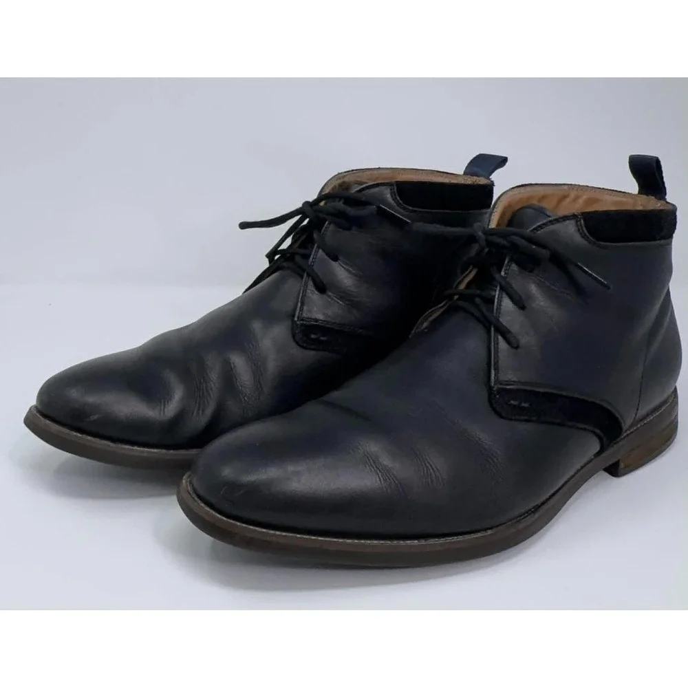 Florsheim 15167 Chukka Boots Mens 9W Black Leather‎ Comfort Flexsole Dress Lace